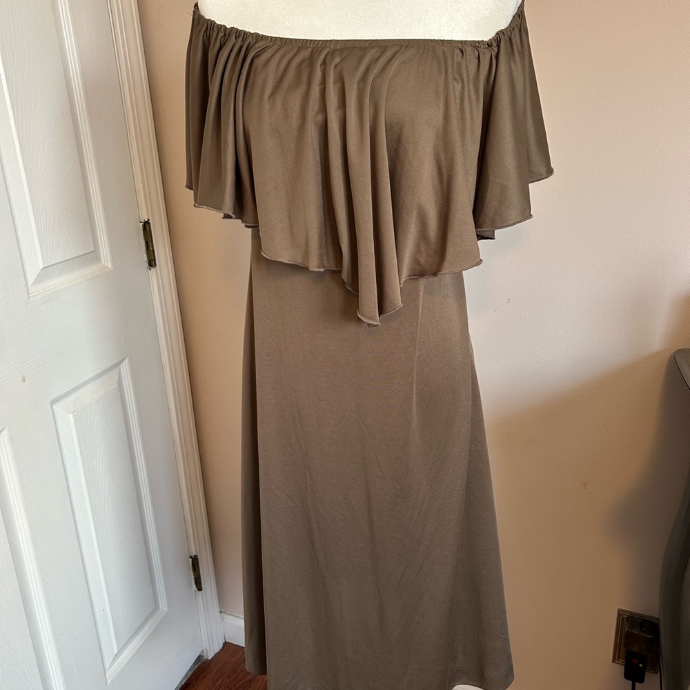 Elegant Off-Shoulder Brown dress